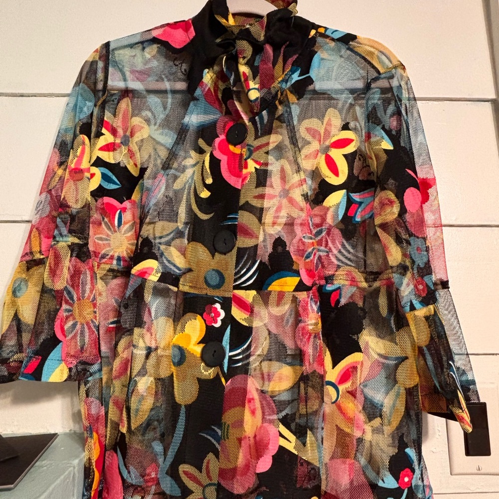 Dammee Inc. Floral Mesh Jacket - Black, Yellow, Pink, Blue